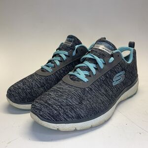 Skechers Flex Appeal 3.0 Trainers Black Blue 13067 Size 10 Sneakers Shoes